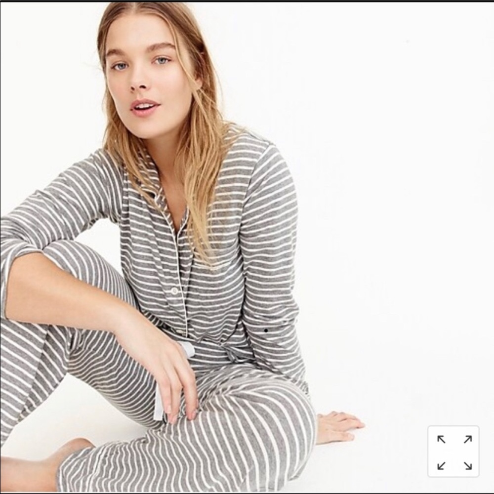 J. Crew Dreamy Pajama Top Gray Stripes Small